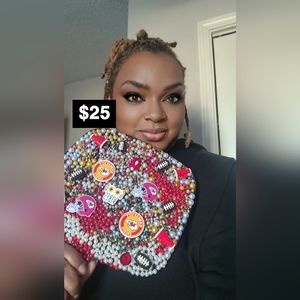 Medium rhinestone bling hand held mirror 🪞